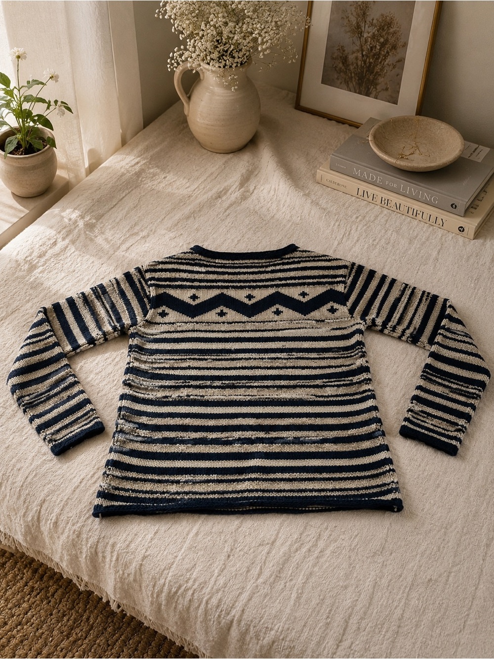 Vintage Lauren Ralph Lauren Knit Crewneck Sweater
Women's Medium Navy Cream Cozy - Picture 4 of 10